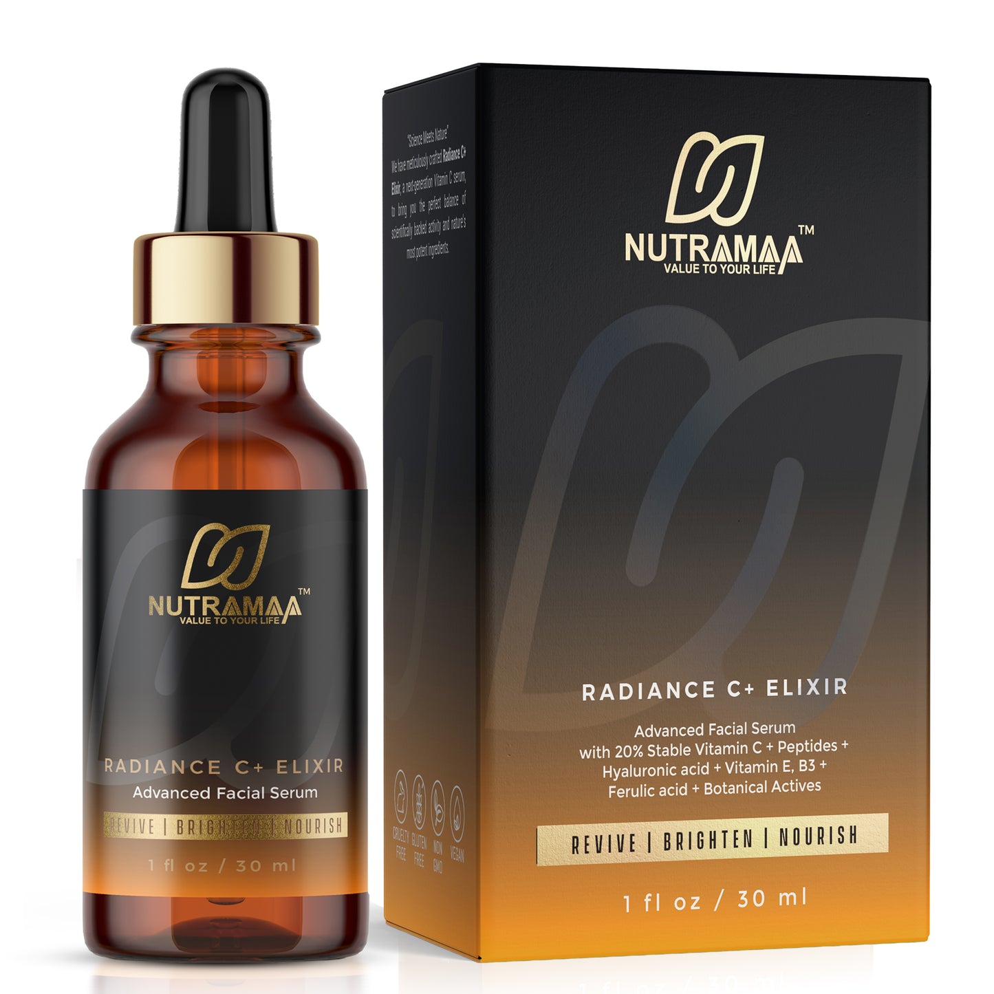 Radiance C+ Elixir – 20% Vitamin C + Peptides + Botanicals Facial Serum